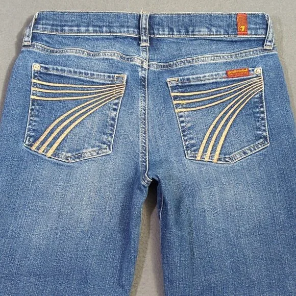 7 For All Mankind Jeans Women's 28 Blue Dojo NYD Denim Flare Wide Leg Denim - Picture 4 of 14